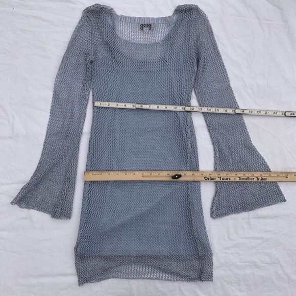 Revolve We are Kindred Delilah Dress Blue Size 0 Metallic Mesh Crochet Party - Picture 10 of 13